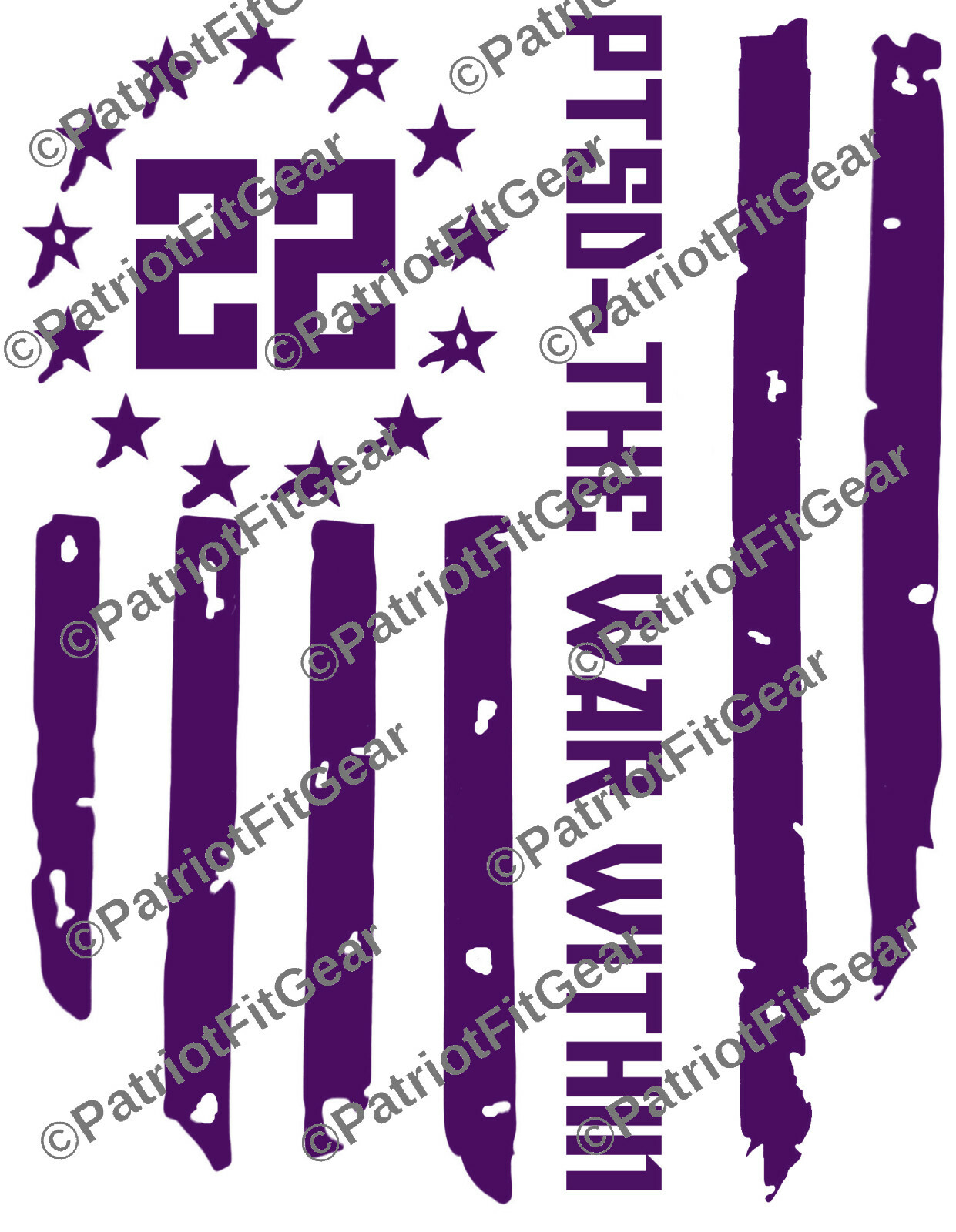Veteran 22 Flag,PTSD The War Within,22 A Day,Support Our Troops,Vinyl Decal