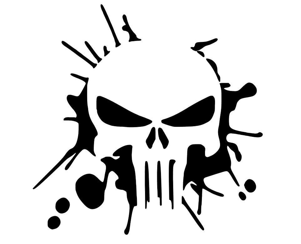 Punisher Splatter Decal – Splash Punisher Sticker – Choose Color Size