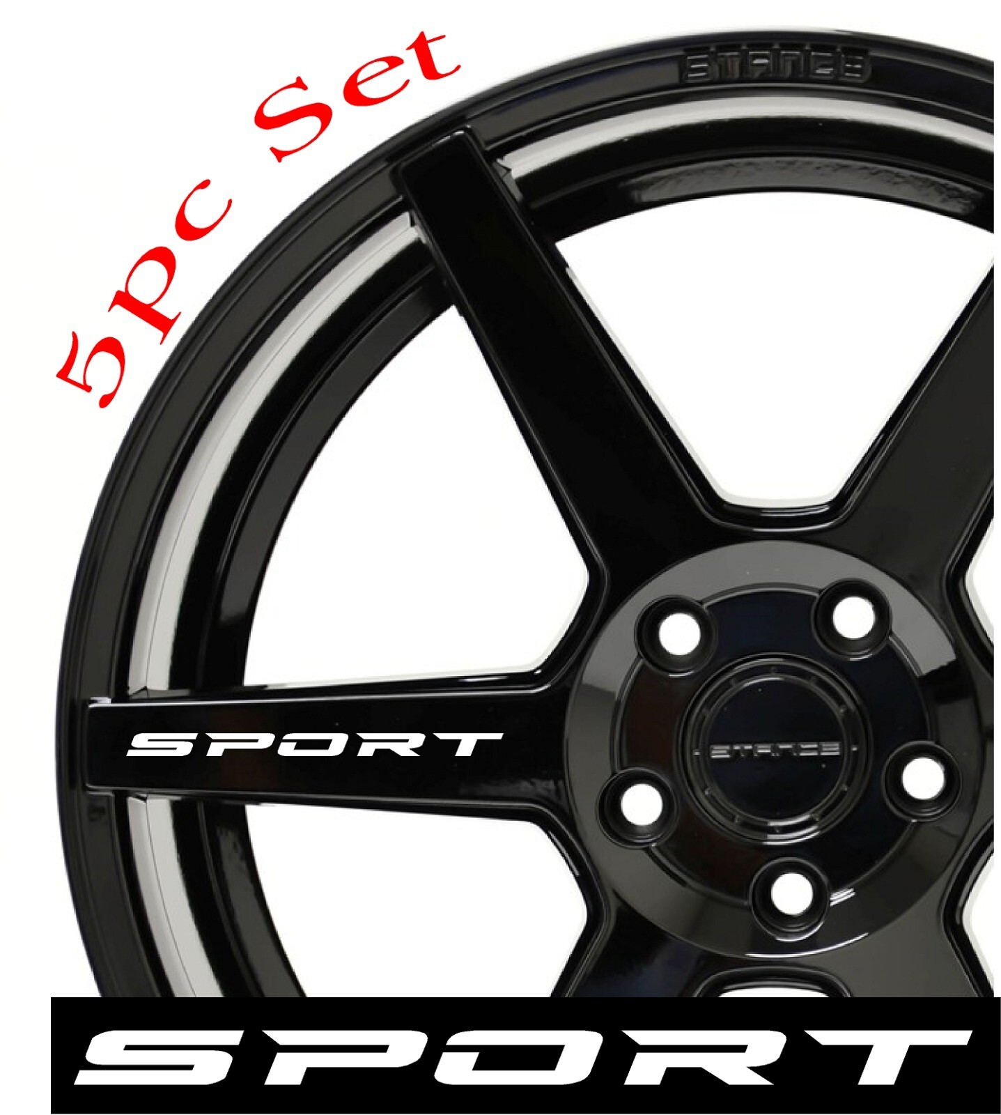 SPORT Decal Sticker Wheels Rims Racing Sport car Sticker Emblem logo 5pcs