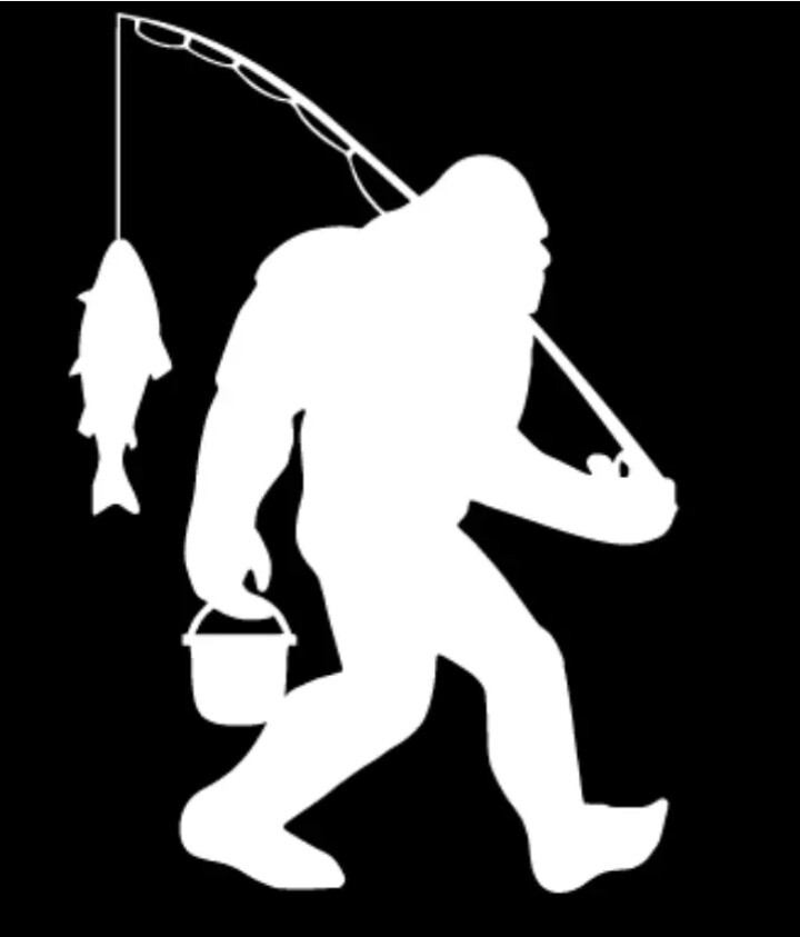 Sasquatch Fishing Bigfoot Vinyl Decal Sticker you choose size and color