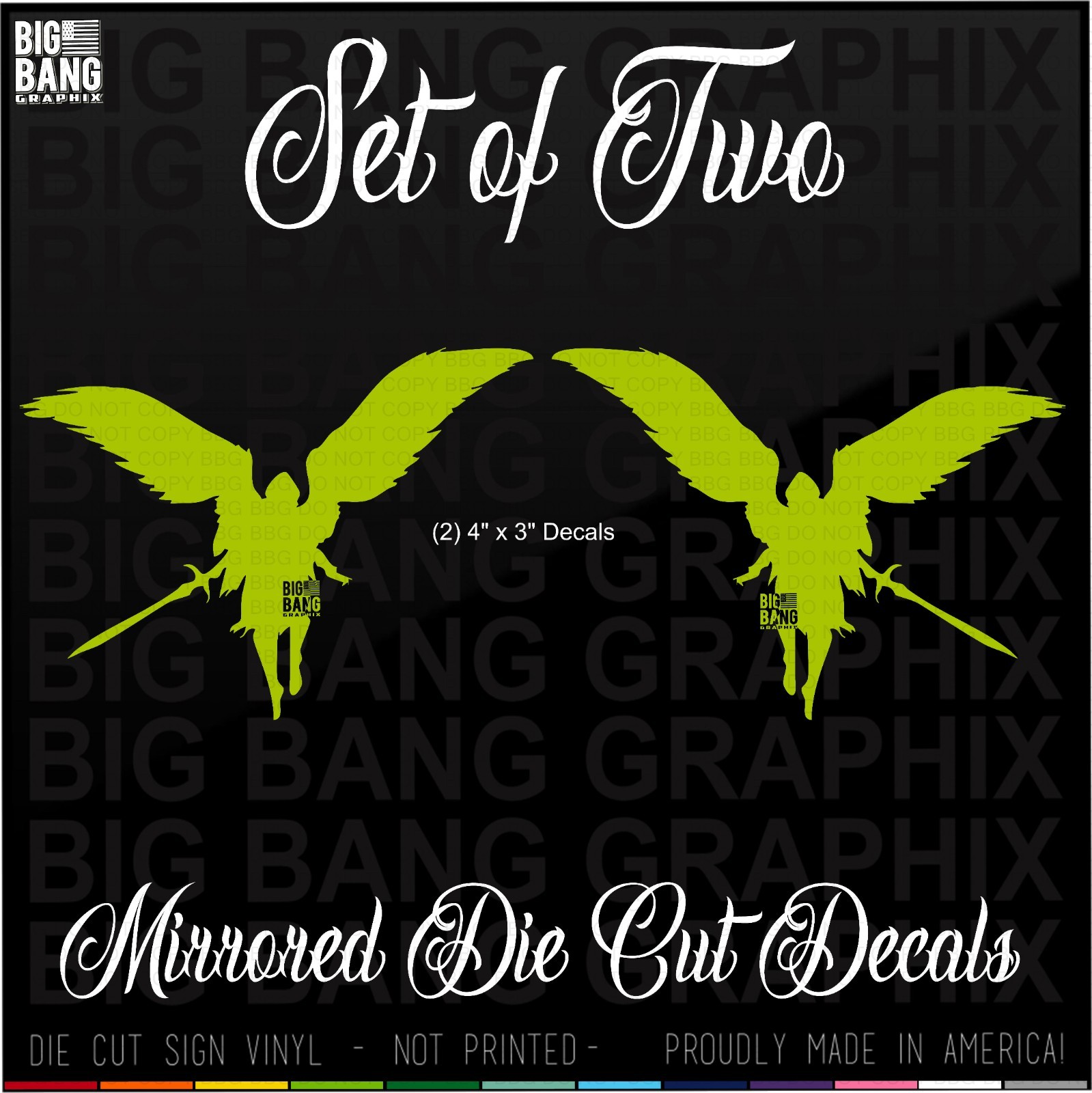 St. Saint Michael Vinyl Decal Sticker Die Cut (SET x2) Mirrored Car Truck Window