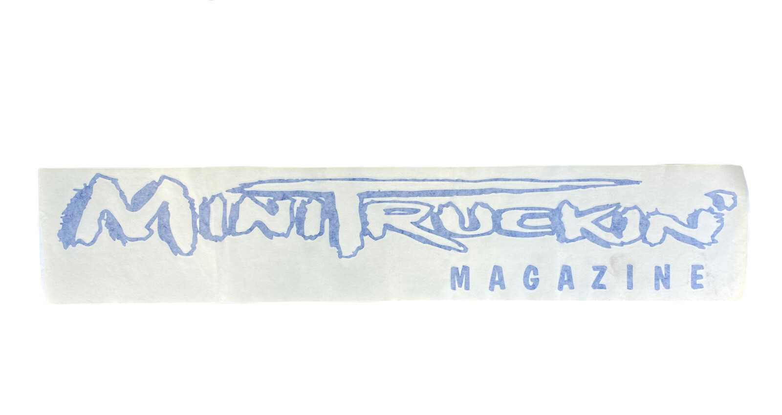 Vintage Mini Truckin Windshield Banner Vinyl Decal Sticker Dark Blue NOS