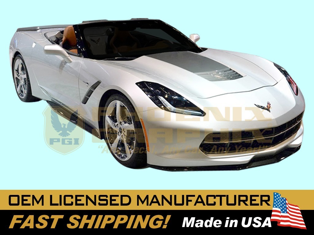 2014 2015 2016 Corvette Stingray C7 Shark Gray Grey Stinger Hood Decals Stripes
