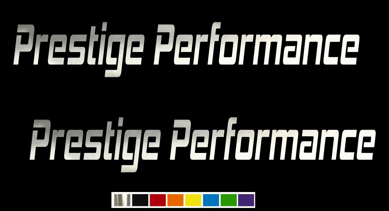 (2) Prestige Performance Vinyl Decals – CUSTOM SIZE & COLOR for CARS,TRUCKS