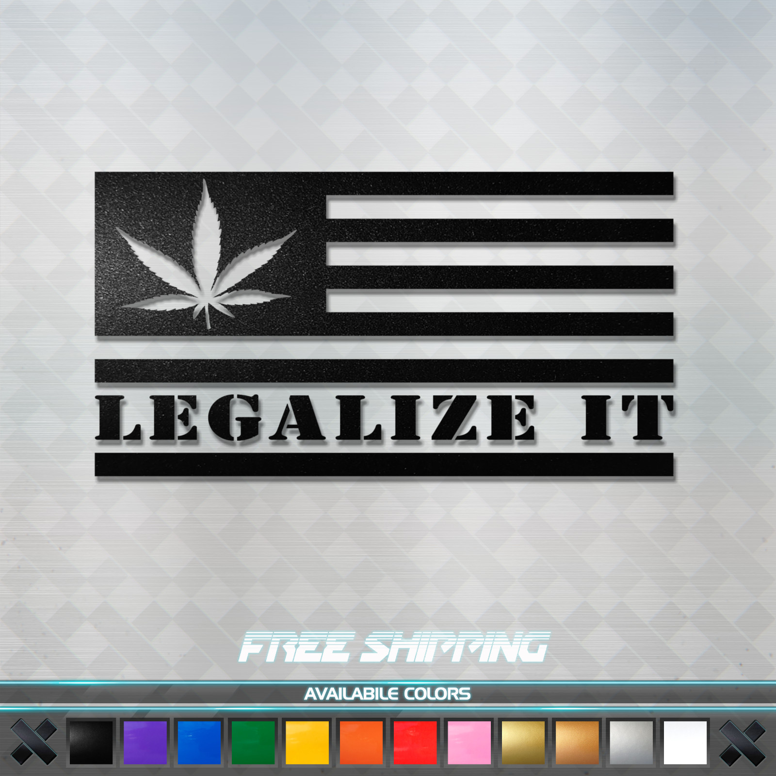 Weed Leaf Legalize It US Flag Vinyl Decal Sticker – Pot Marijuana Car Window CBD
