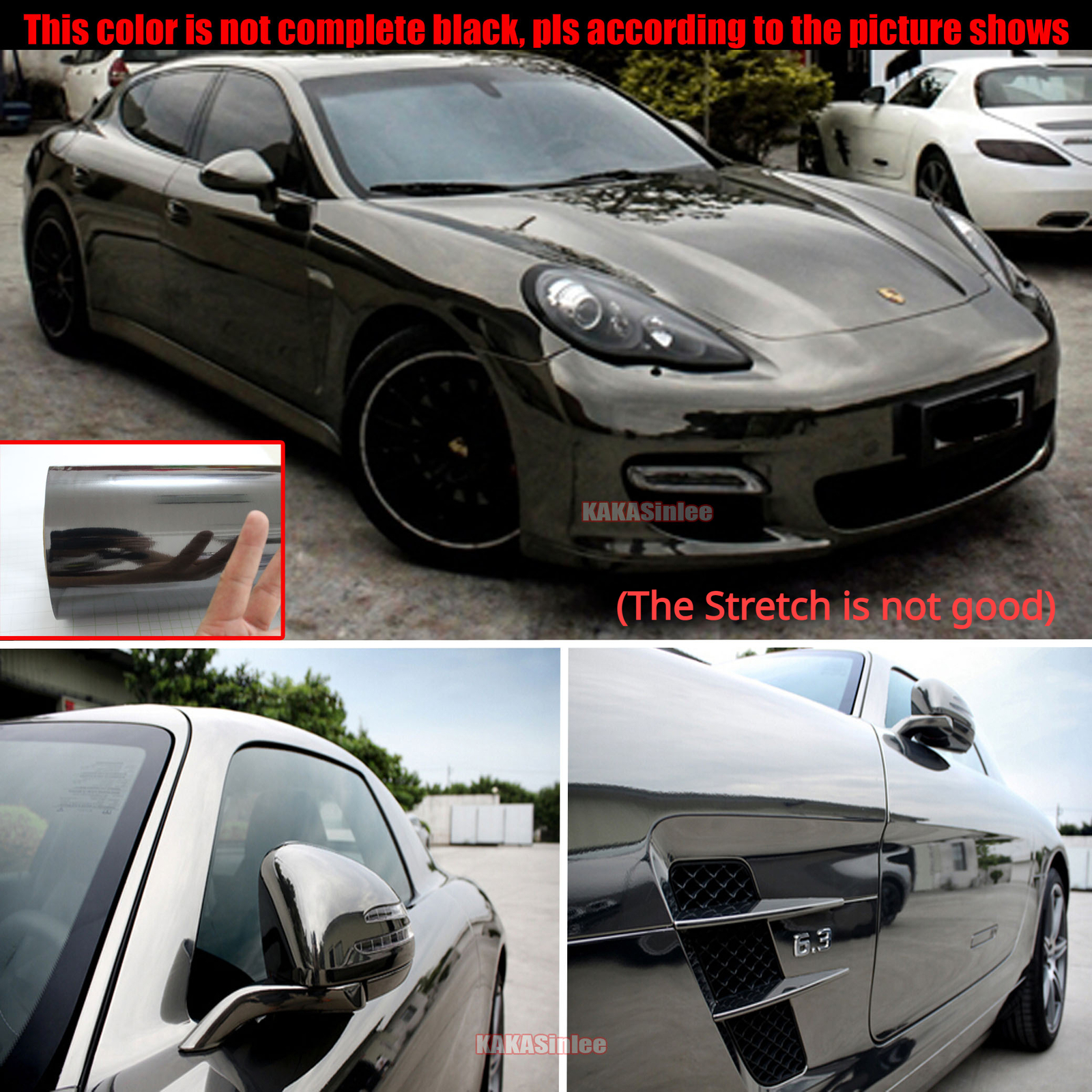 Black Flat Smooth Mirror Chrome Car Wrap Metal Vinyl Decal Sticker Air Free US