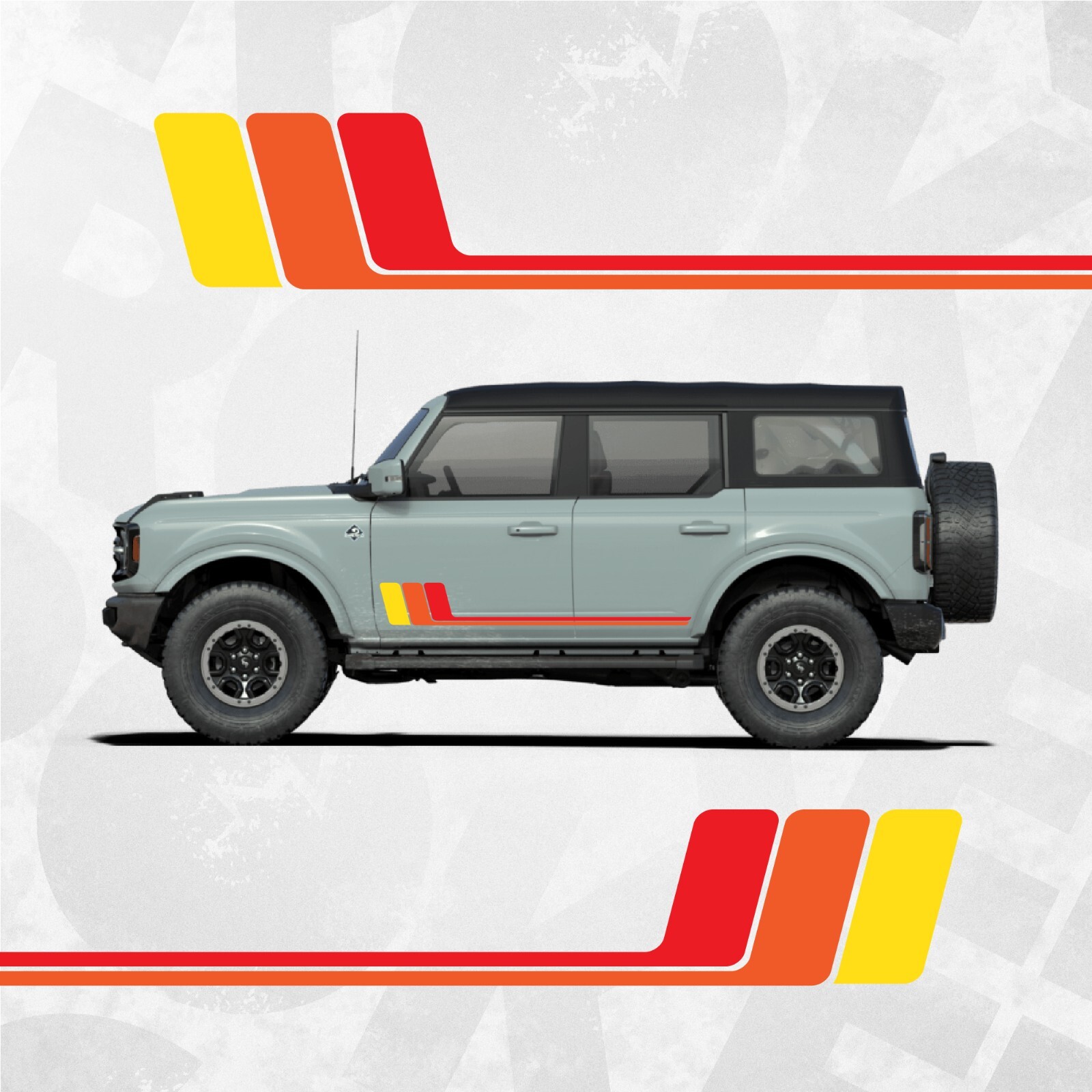 Racing Retro Side Stripe Decal – Ford Bronco Compatible – Universal fit