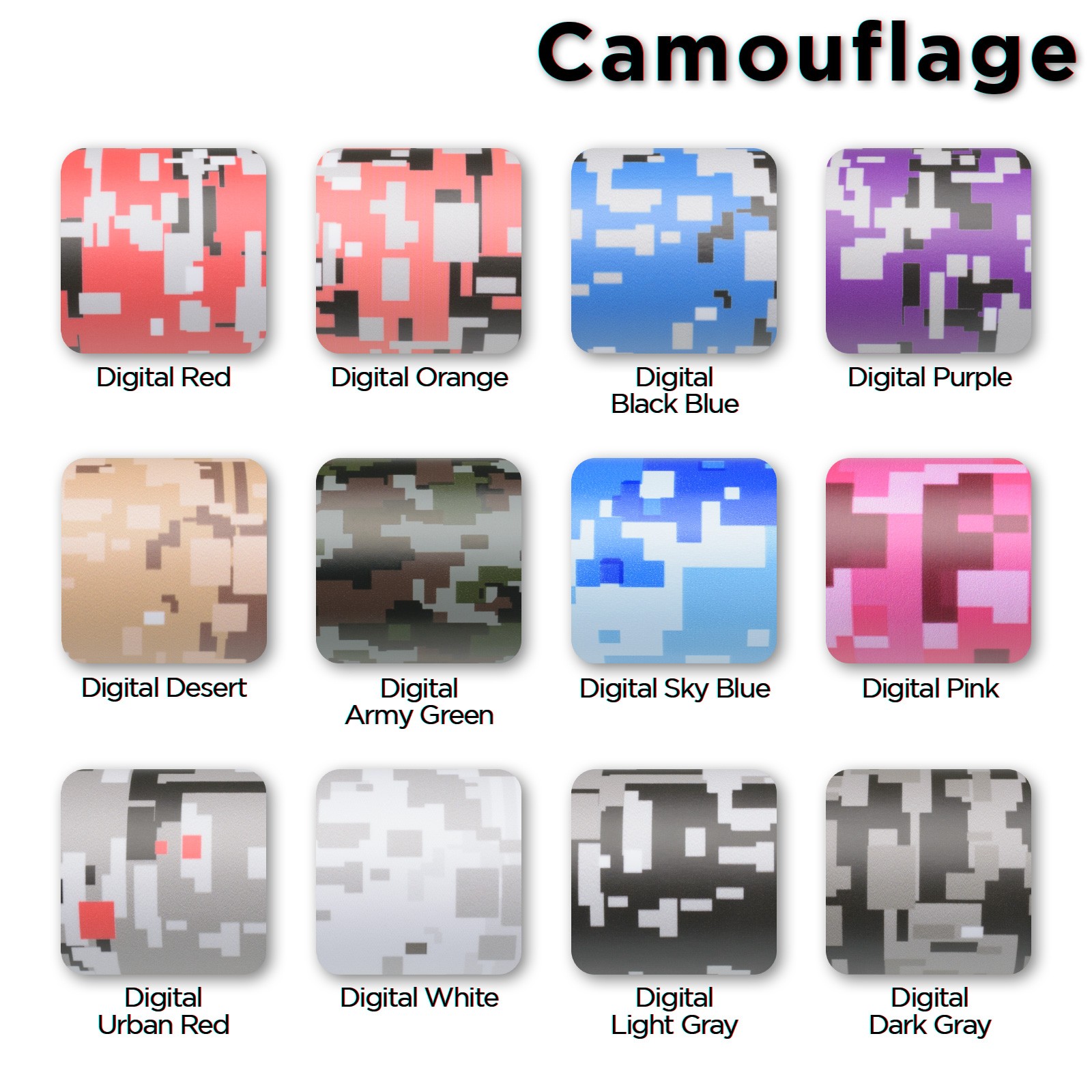 Digital Camouflage Camo Army Vinyl Sticker Car Wrap Decal Air Release Film