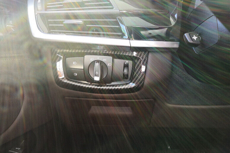 Carbon Fiber Headlight Switch Control Button Trim For BMW X5 X6 F15 F16 2014-18