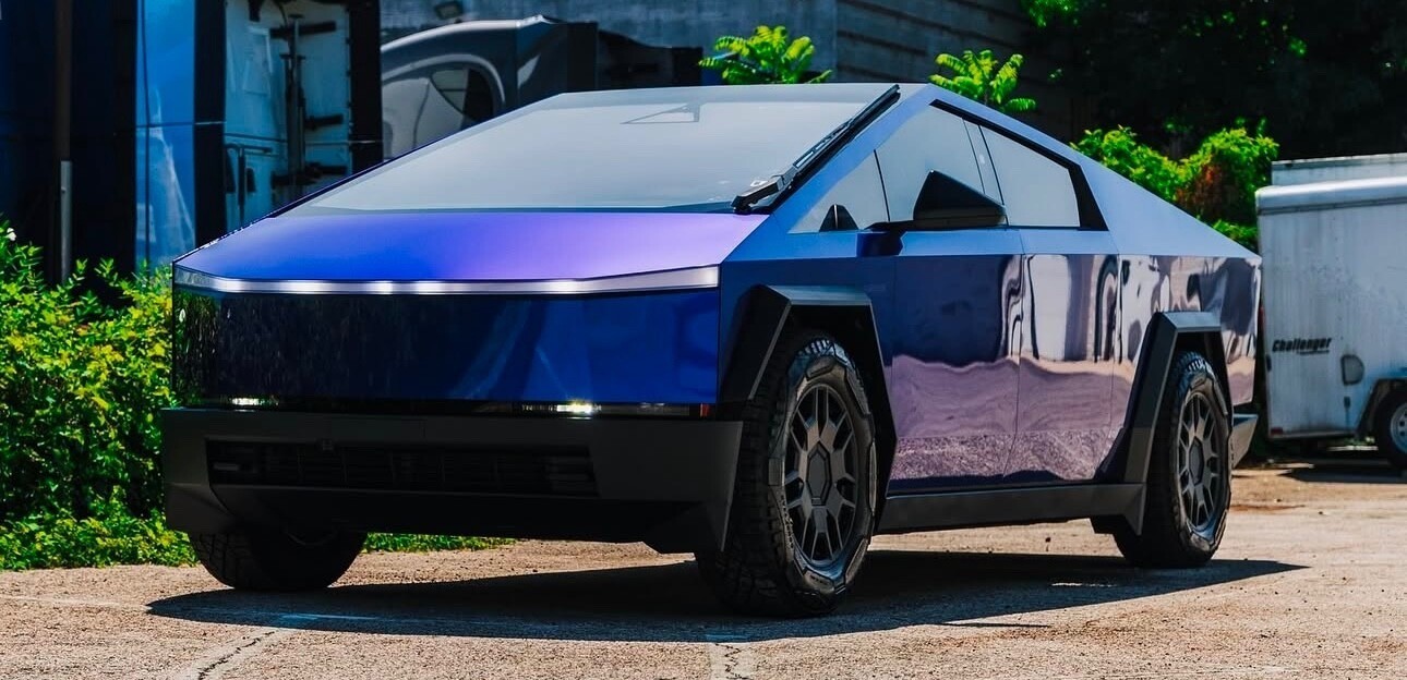 Tesla Cybertruck DIY Full Vinyl Wrap Color Shift Ultra Gloss Star Light Blue Red