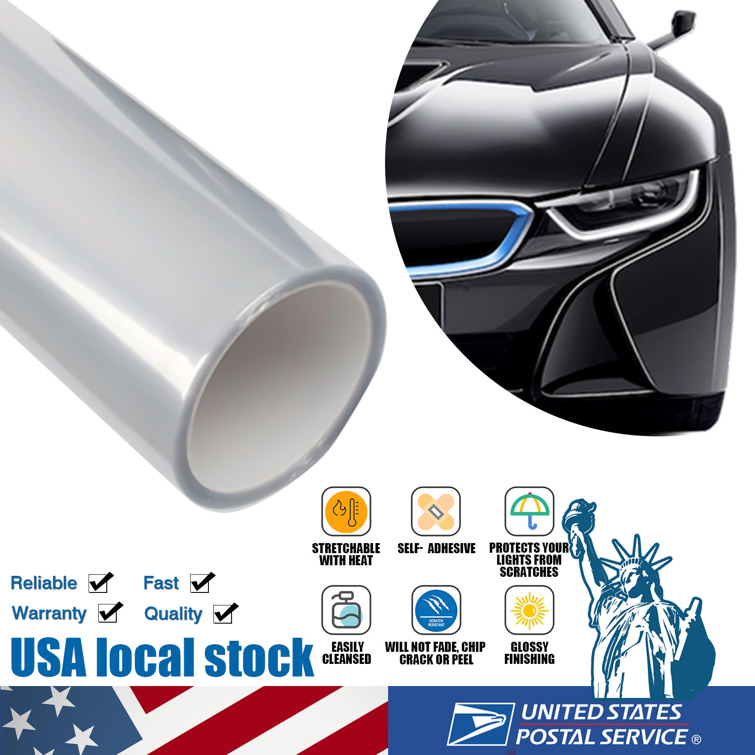 For Headlight Taillamp Clear Transparent Lens Vinyl Protection Film 12″