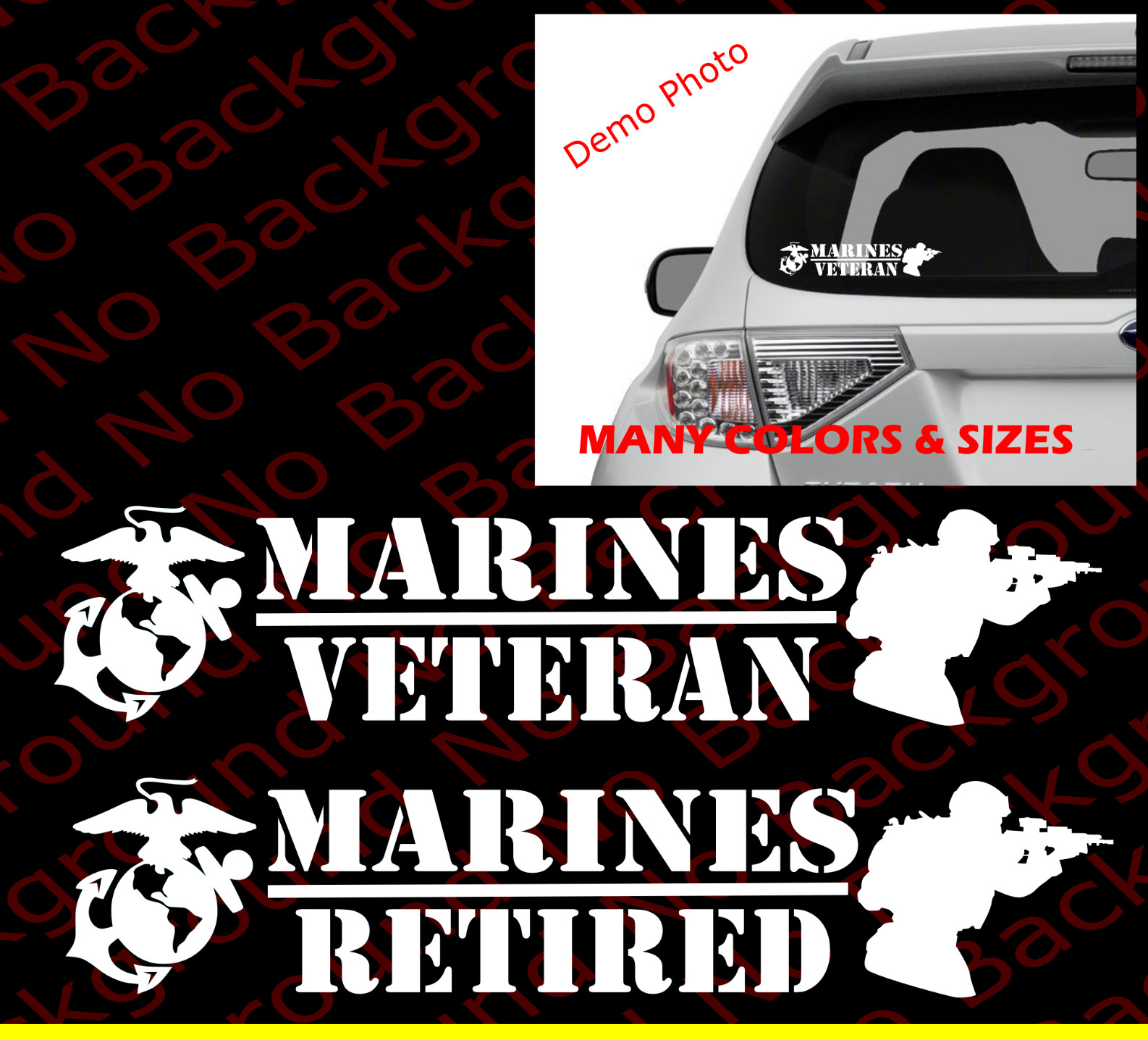 USMC US MARINES Corps Retired Veteran Vinyl Car Die Cut Decal Window AY031