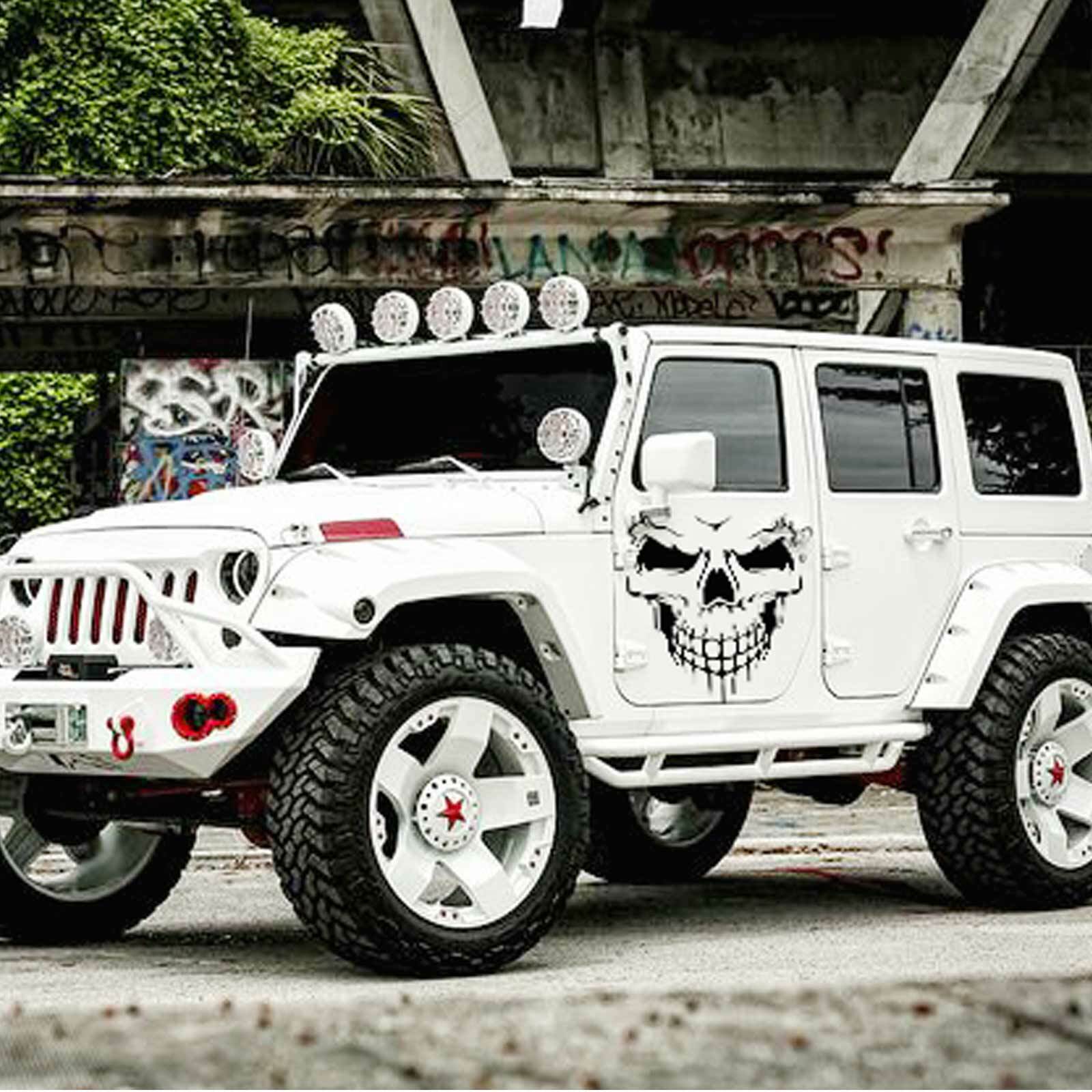 2x Reflective Skull Vinyl Side Door Tailgate Sticker Trim For Jeep Wrangler JK