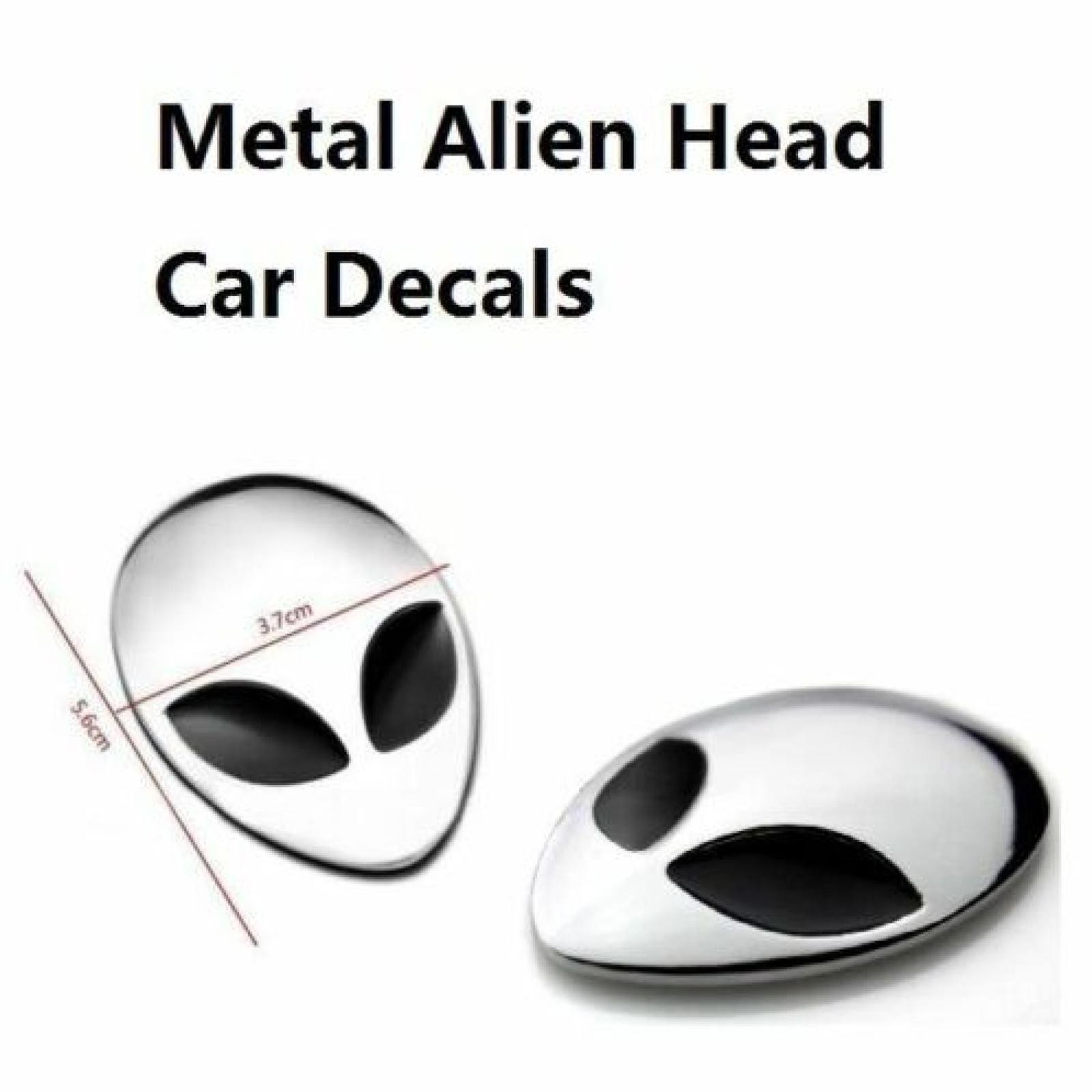 2pcs Chrome Metal 3D Alienware Head Auto Logo Sticker Badge Emblem Car Decal E