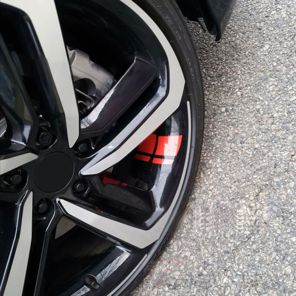 6 PCS Reflective Car Wheel Sticker Accessories Red Car Body Moldings for 18″-21″