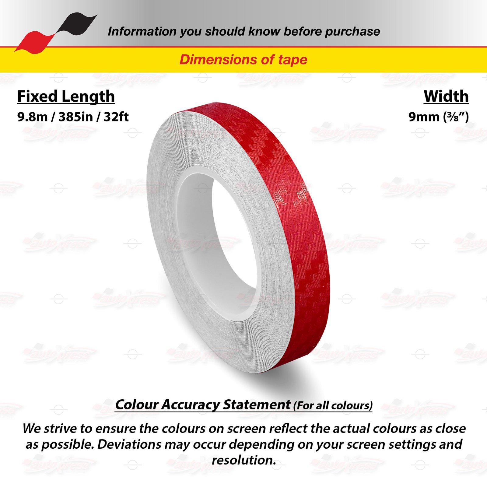 CARBON FIBER RED 3/8″ 9mm Roll PIN STRIPE PinStriping TAPE Decal Vinyl Sticker