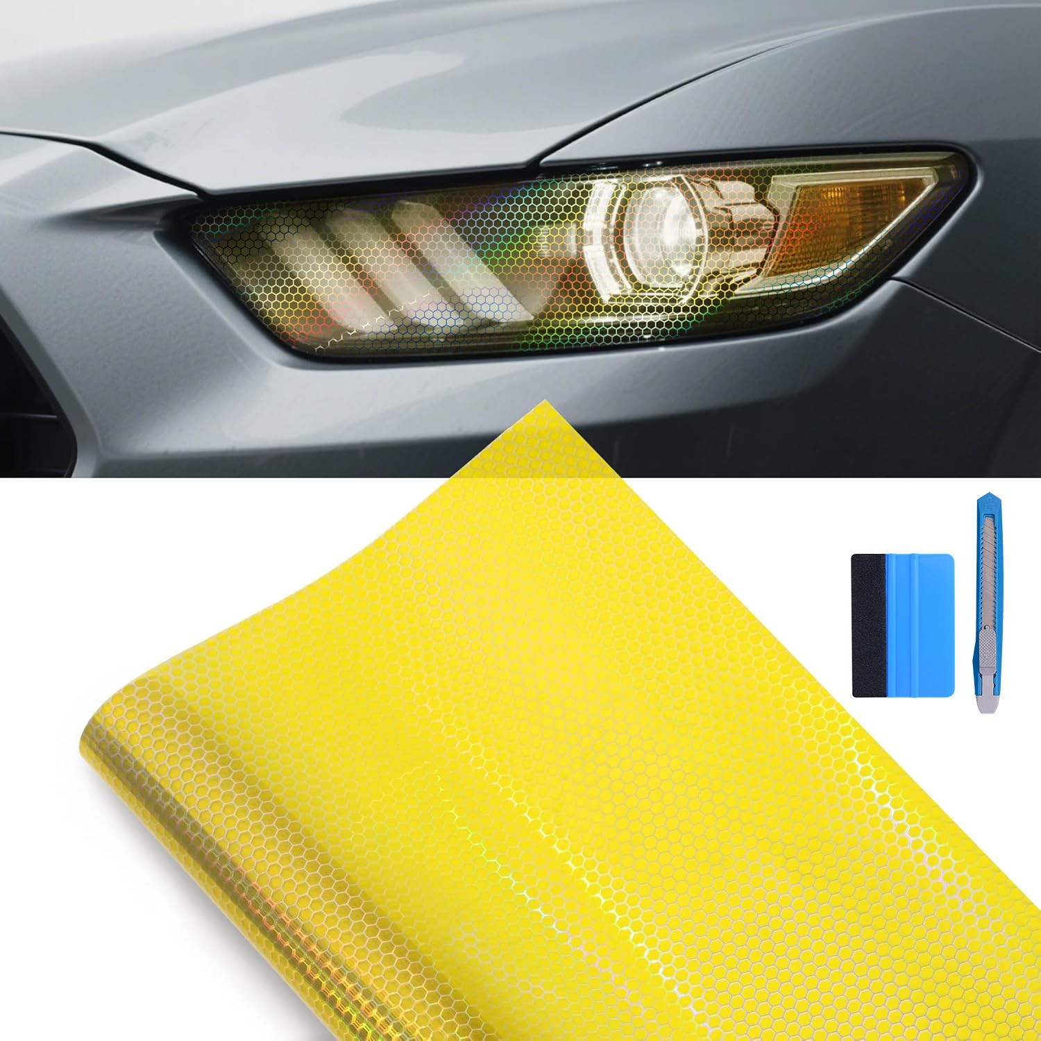 For TOYOTA Car Honeycomb Headlight Taillight Lamp Vinyl Wrap Automobile Stickers