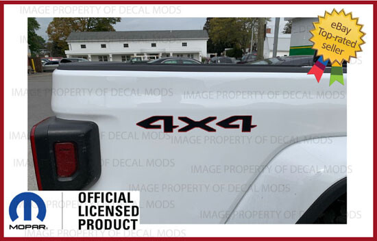 Set of 2 Jeep Gladiator 4×4 Bed Side Decals Stickers JT Black Red Graphics FJ1G2