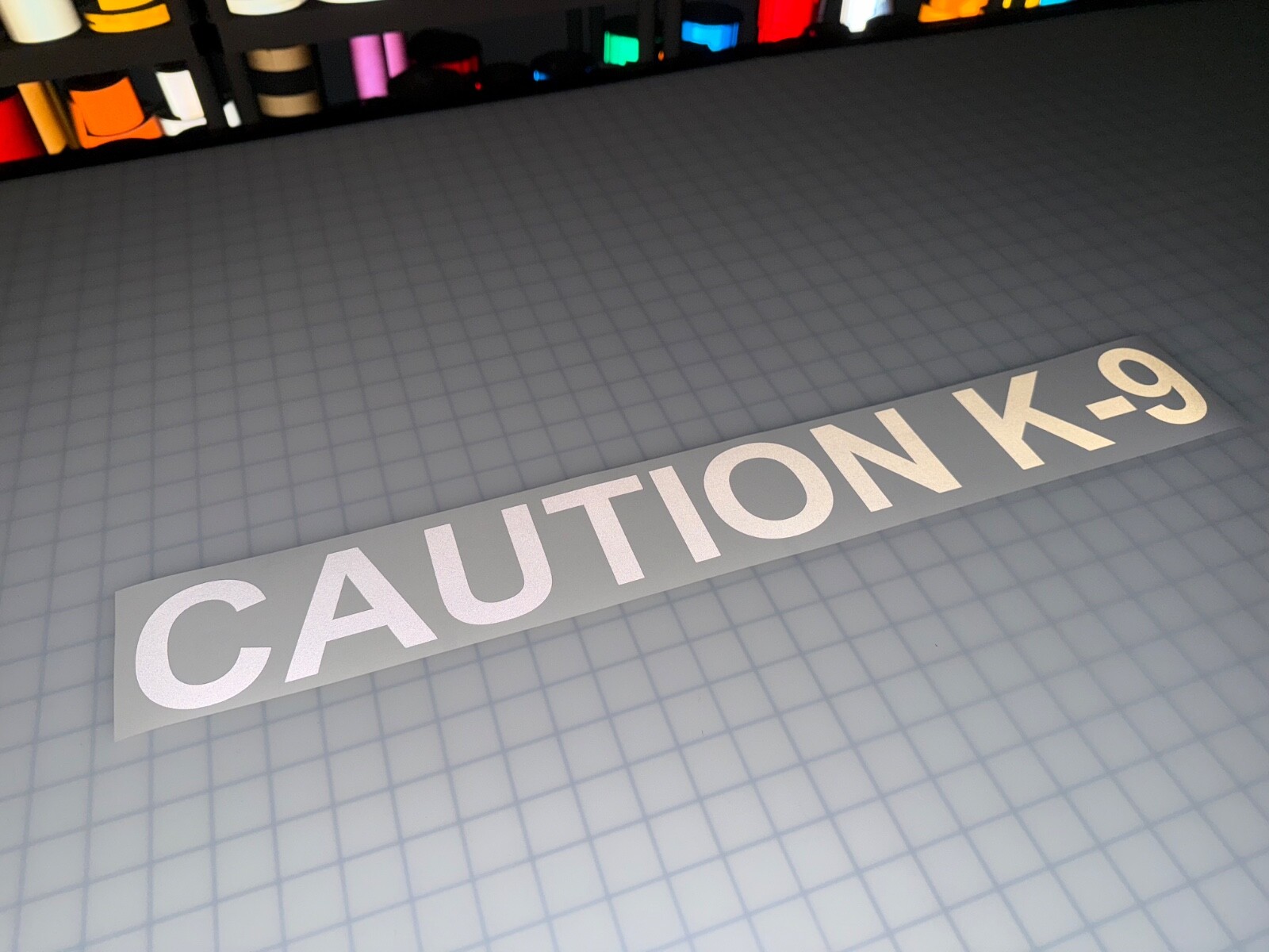 CAUTION K-9 3″x25″ REFLECTIVE Decal Arial Bold (10 Different Colors) Sticker