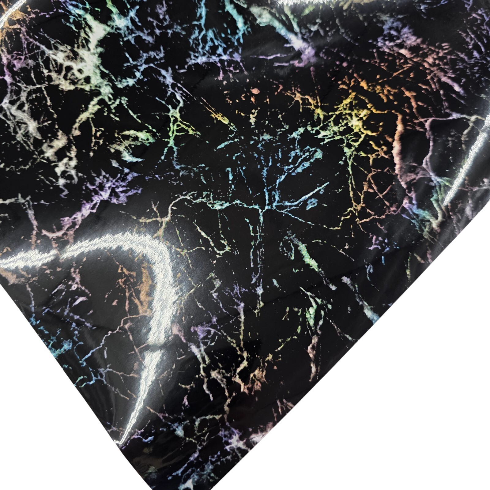Gloss Silver Black Marble Laser Holographic Vinyl Car Wrap Decal Sticker Film