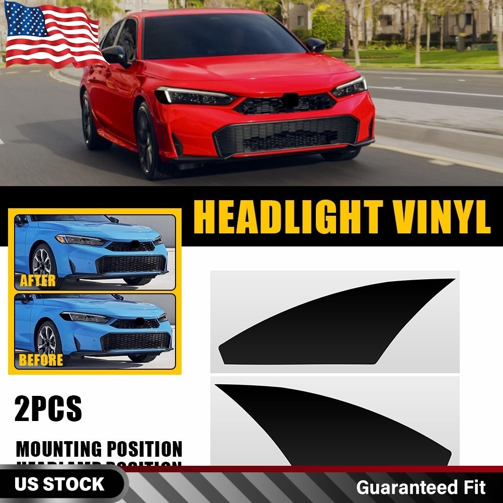 2X Precut Headlight Head Light Blackouts Vinyl Overlay For 2022-2025 Honda Civic