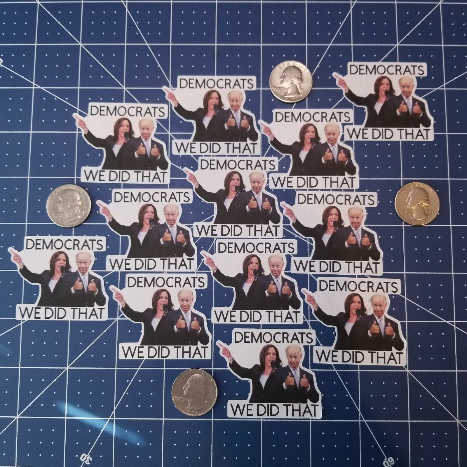 12PCS BIDEN/HARRIS FUNNY STICKER “DEMOCRATS WE DID THAT” (POINTED TO YOUR LEFT)