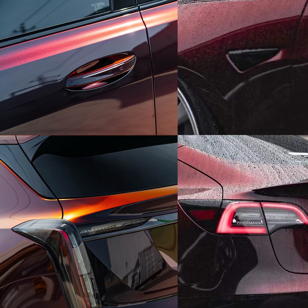 5FTx50FT Gloss Black Red Chameleon Color Shift Vinyl Wrap Car Film US Stock