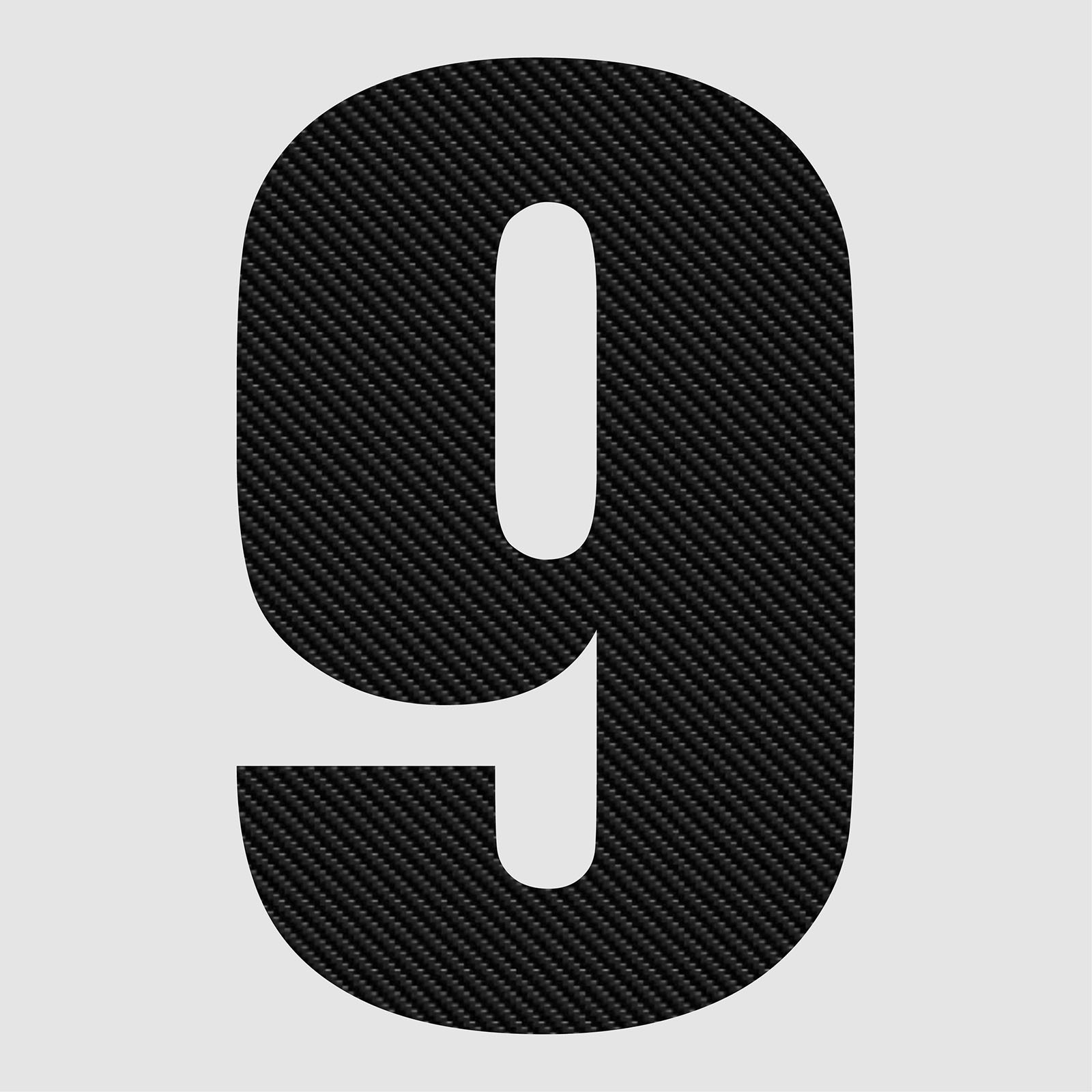 Custom Racing Number Carbon Fiber Vinyl Sticker Individual Cut 3 pcs 8″/10″/12″
