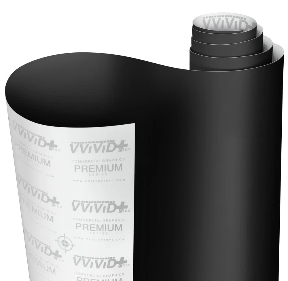 Black Matte Car Wrap Vinyl Roll with Air Release 3MIL-VViViD8 4FT X 5FT