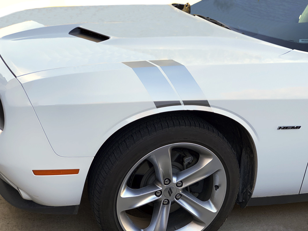 Fender Hash Stripes Decal Overlay V1 for 2015 2016 2017 2018 Dodge Challenger