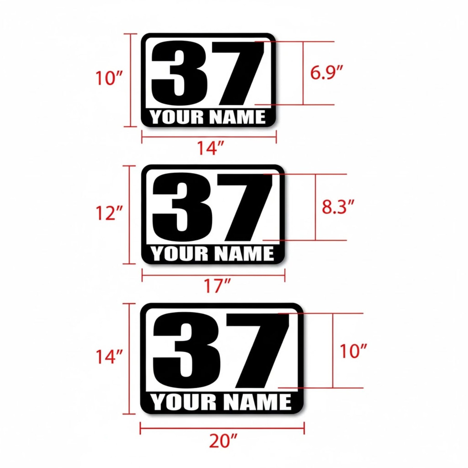 2x Racing Autocross Track Day Any Numbers Sticker Custom Car Door Name Vinyl UV