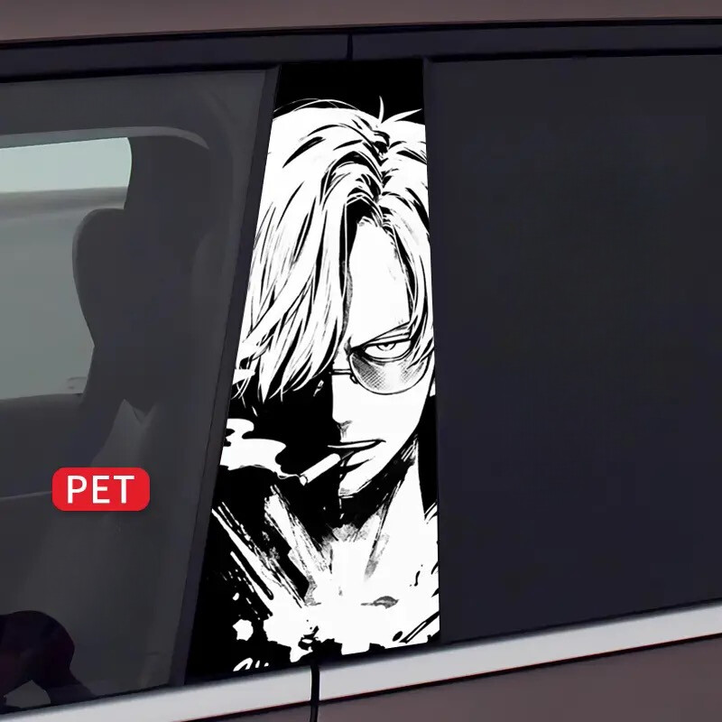 One Piece Comic Car Center Pillar Sticker B-pillar Protective Film 2pcs