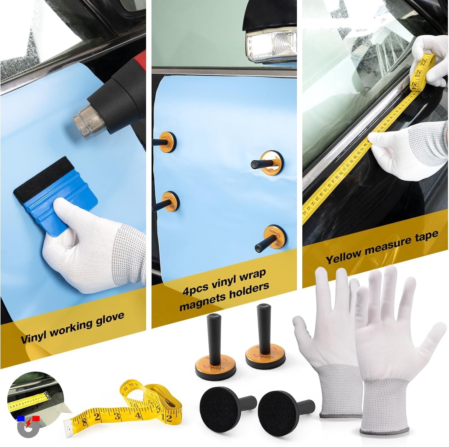 Vinyl Wrap Tool Kit for Car Window Tint Film Installation Heat Gun Squeegee