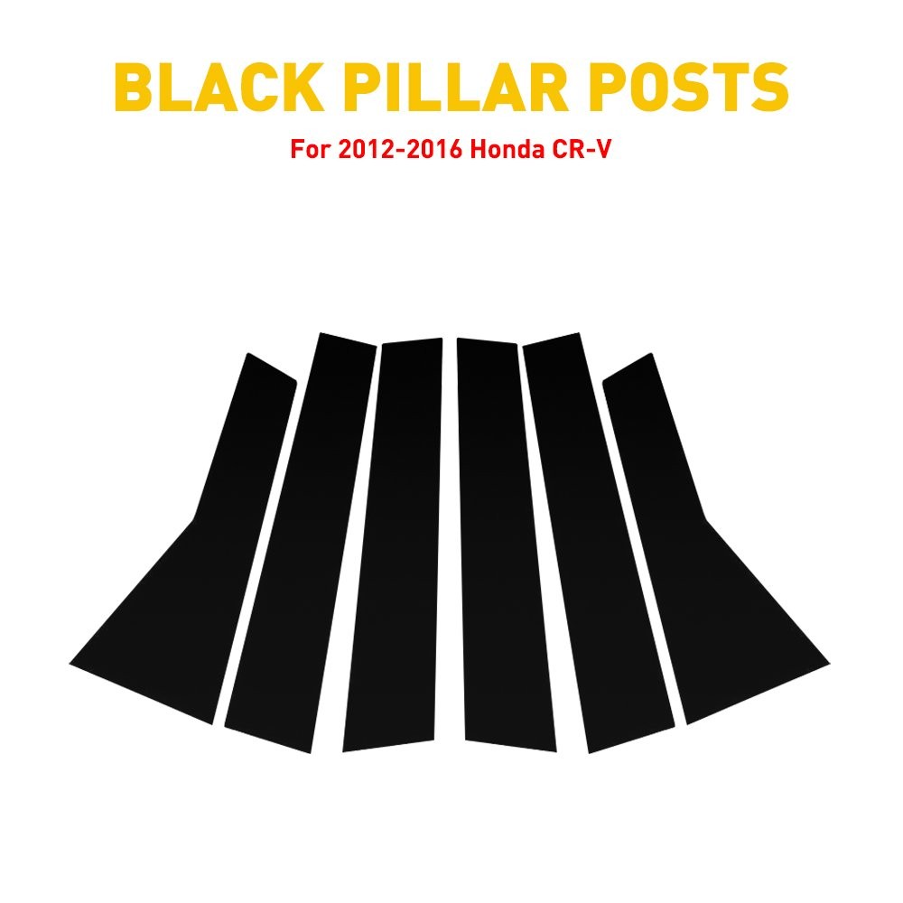 6/12x Pillar Posts Fit Honda 2012-16 CRV Trim Door Cover Piano Window Blac Gloss