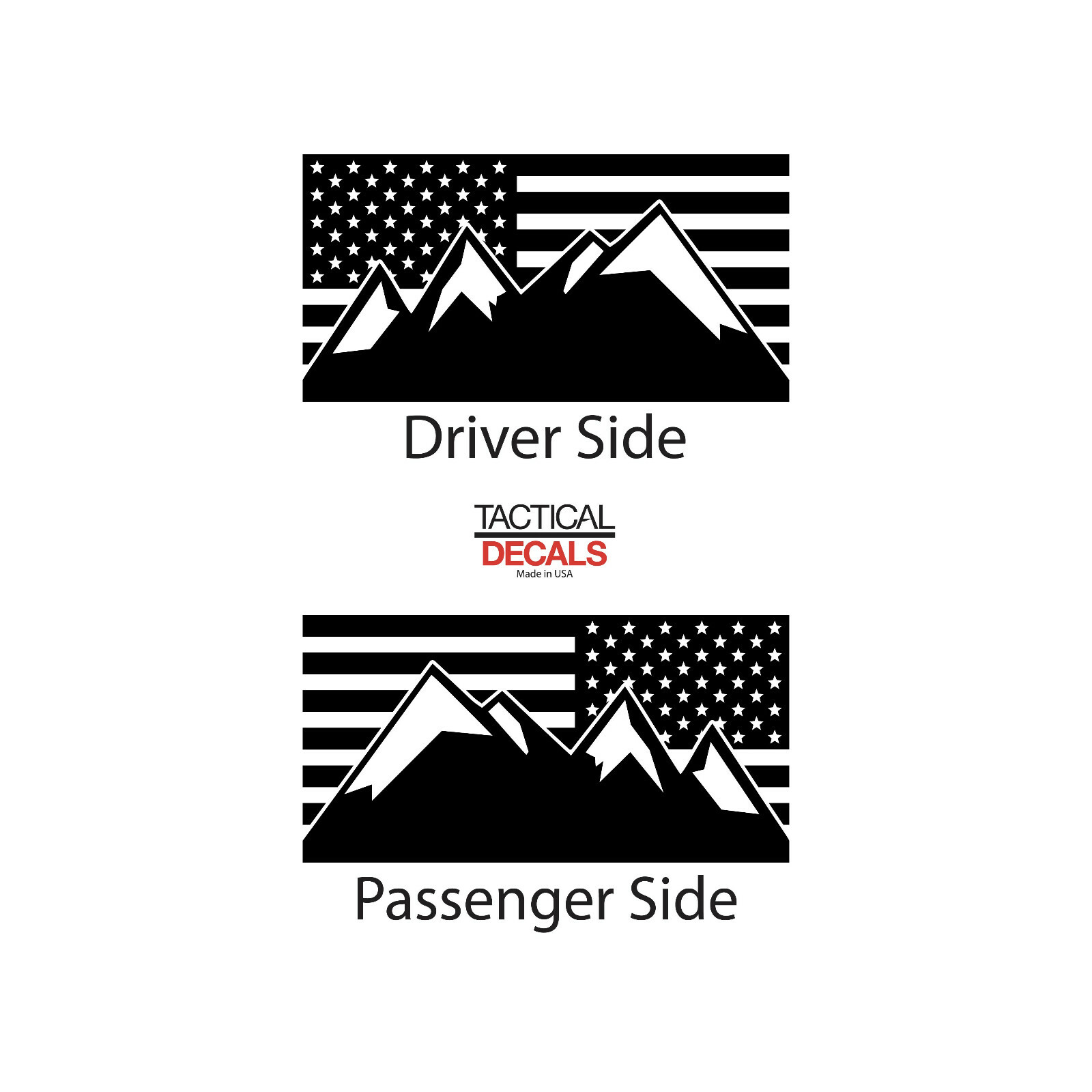 American USA Flag w/ Mountains Decal – Fits Hummer H3 2006-2010 Window QR8-HH3