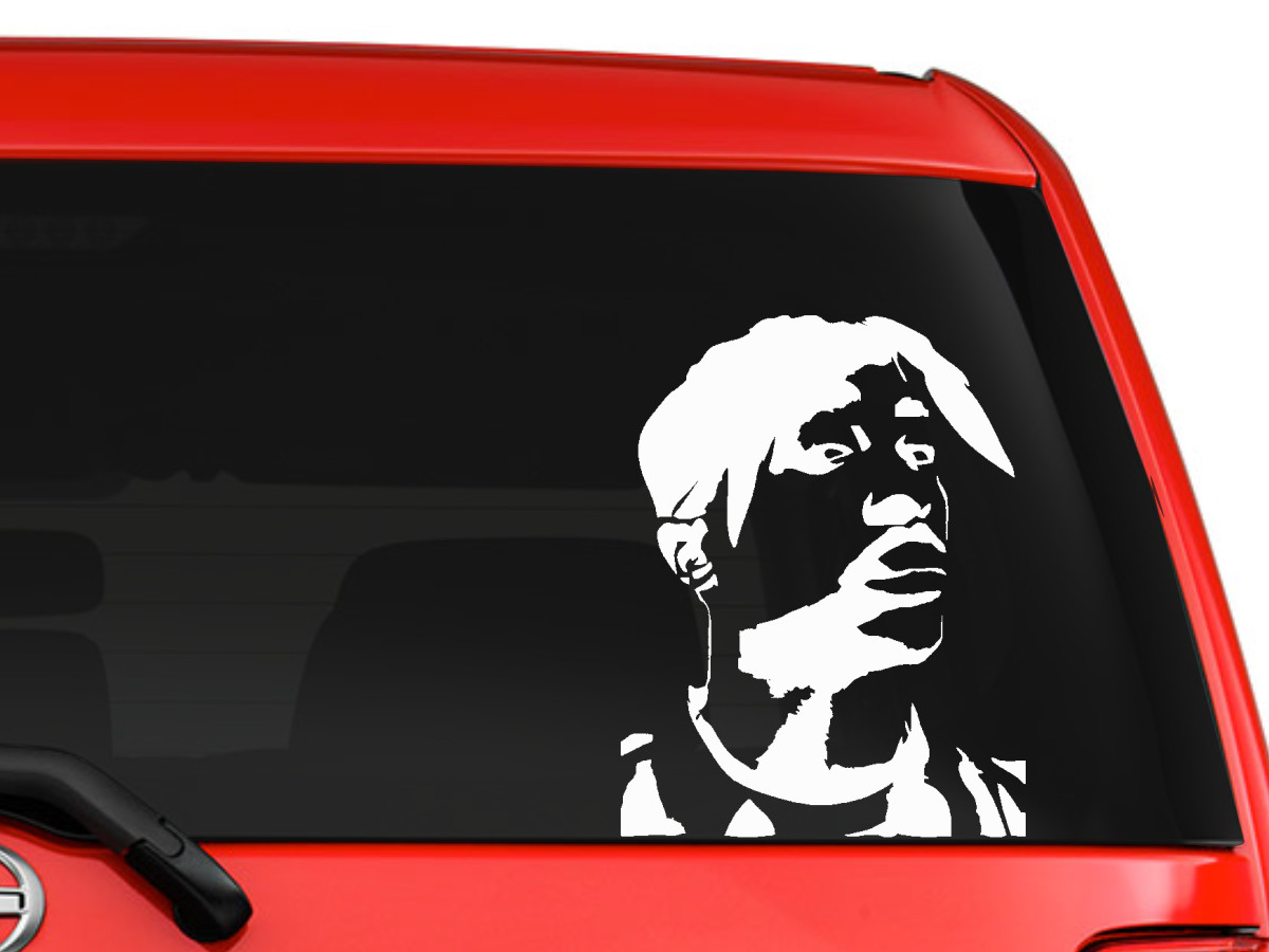 Tupac Nice silhouette decal Sticker car truck SUV LAPTOP 6″ White