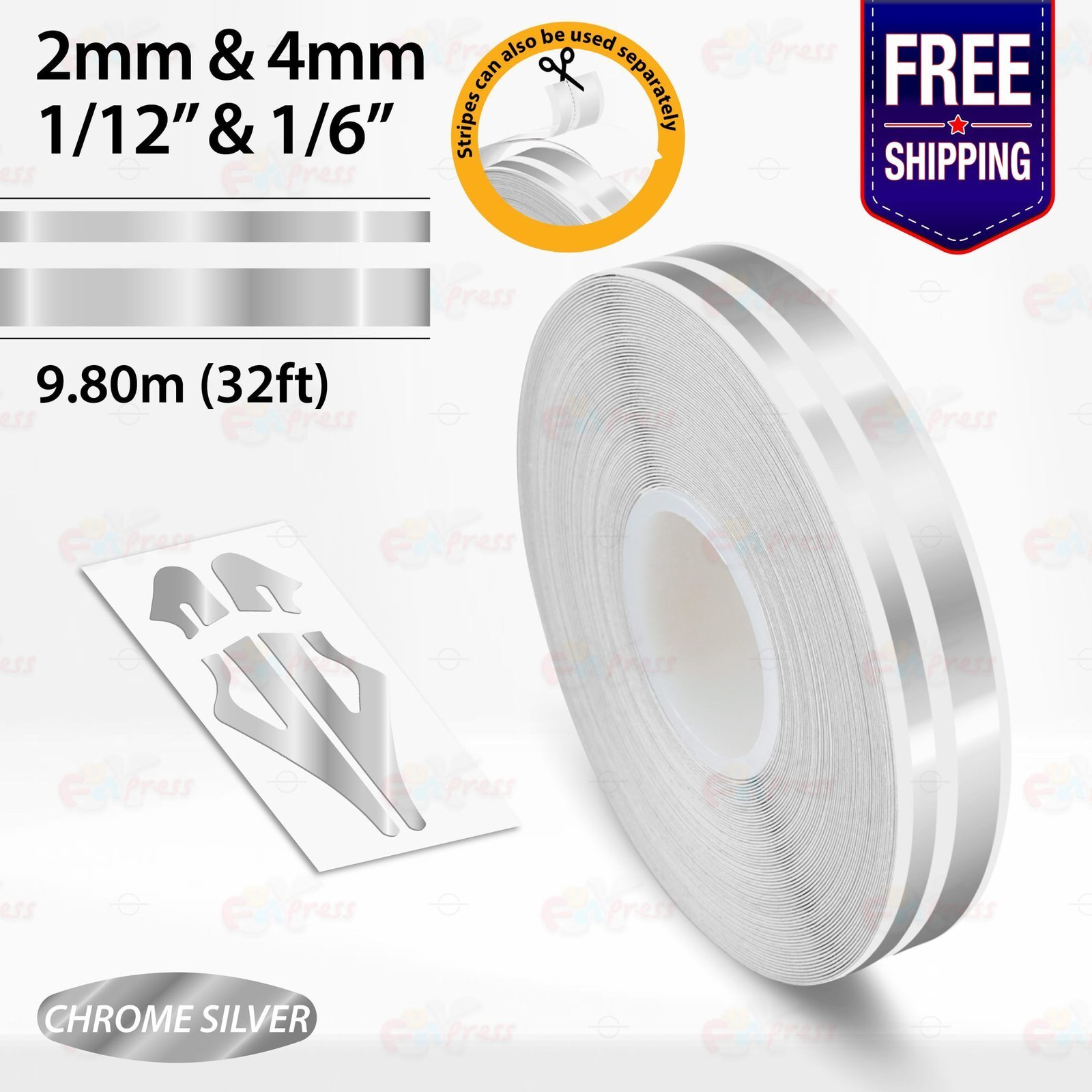 CHROME SILVER PIN STRIPE Car Model Motorcycle Decal Adhesive TAPE Vinyl Sticker