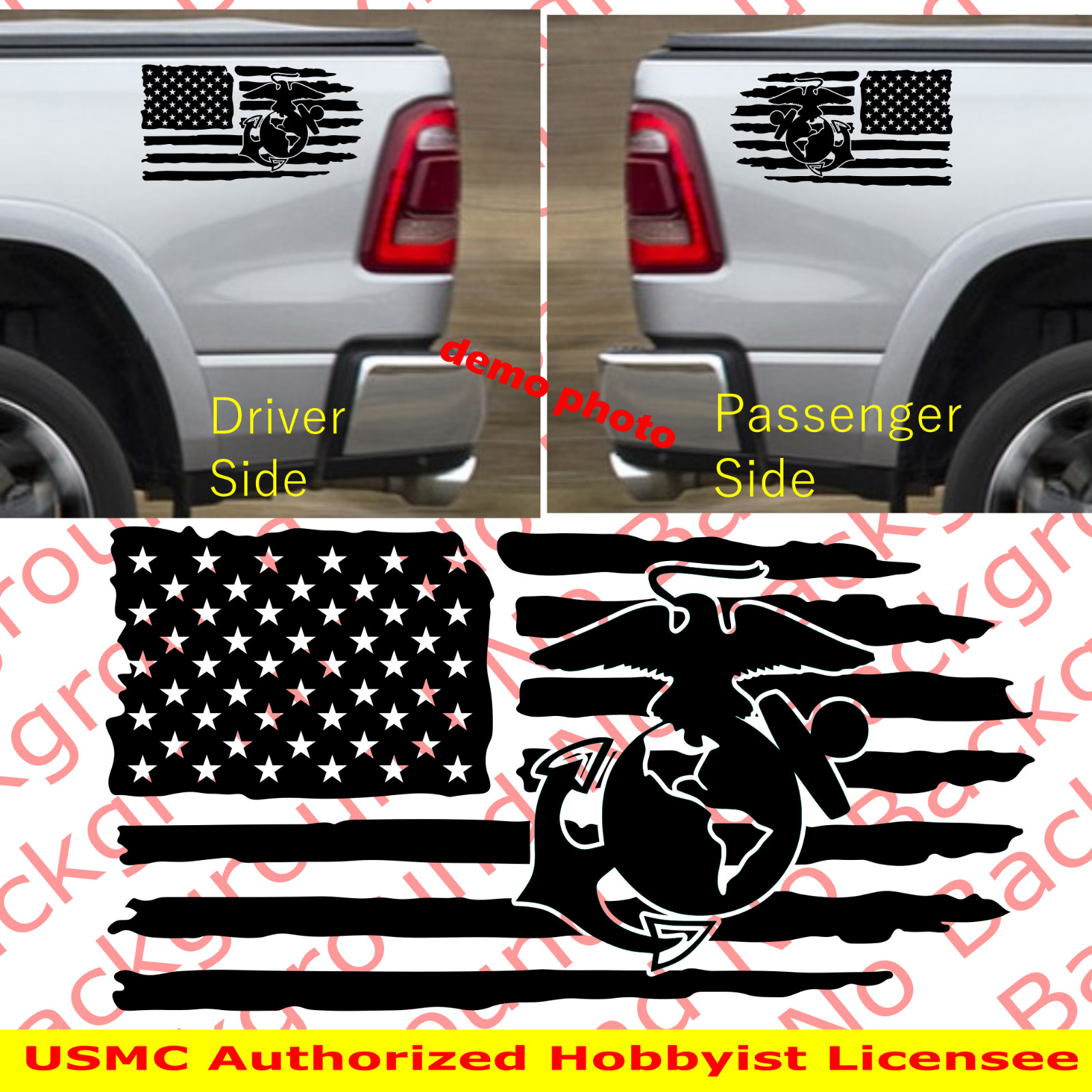 Distressed US Marines Flag Vinyl Window Decal USMC EGA for Veteran Retired AY067