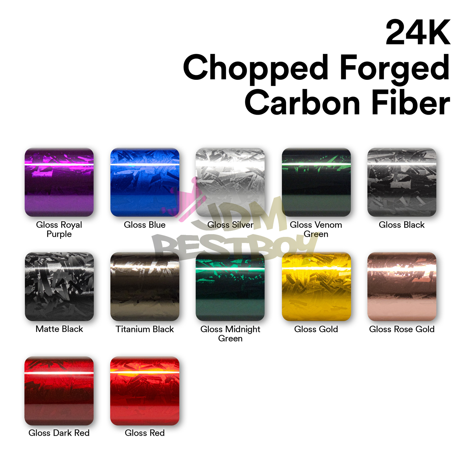 24K Chopped Forged Carbon Fiber Gloss Rose Gold Vinyl Wrap Sticker Decal Sheet