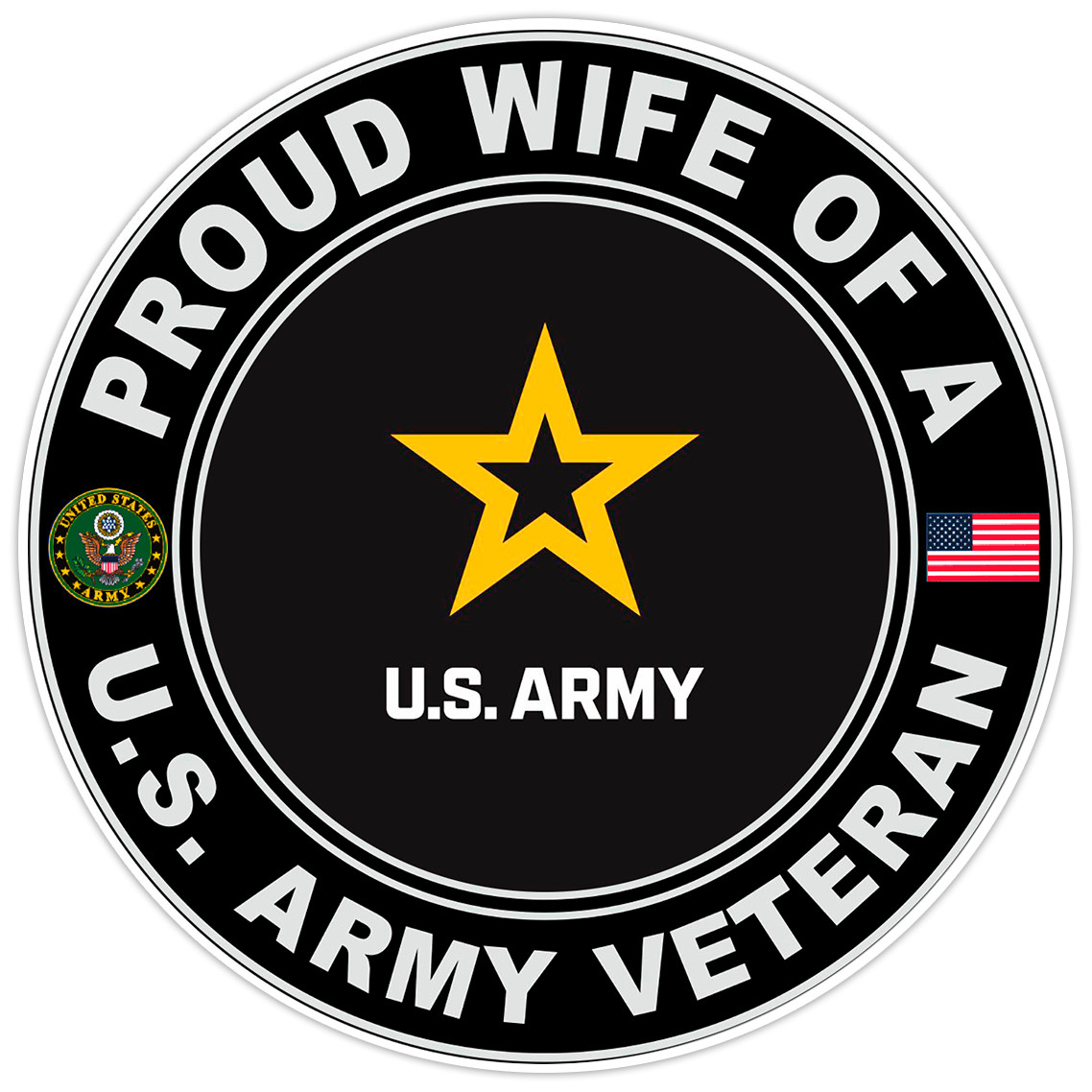 Proud Wife of a United States Army Veteran Bumper Sticker Military Decal 5″