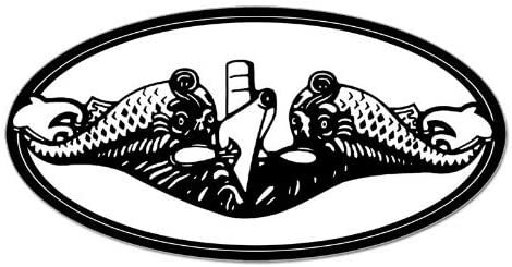 3×5.5 inch Oval Submarine Warfare Dolphins Insignia Sticker (Logo US) Navy Lic.