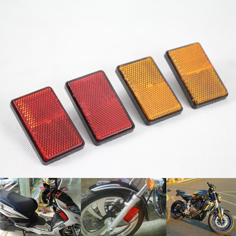 ATV Reflector Bolt On Red & Amber Rectangle Side Marker Universal Motorcycle x2
