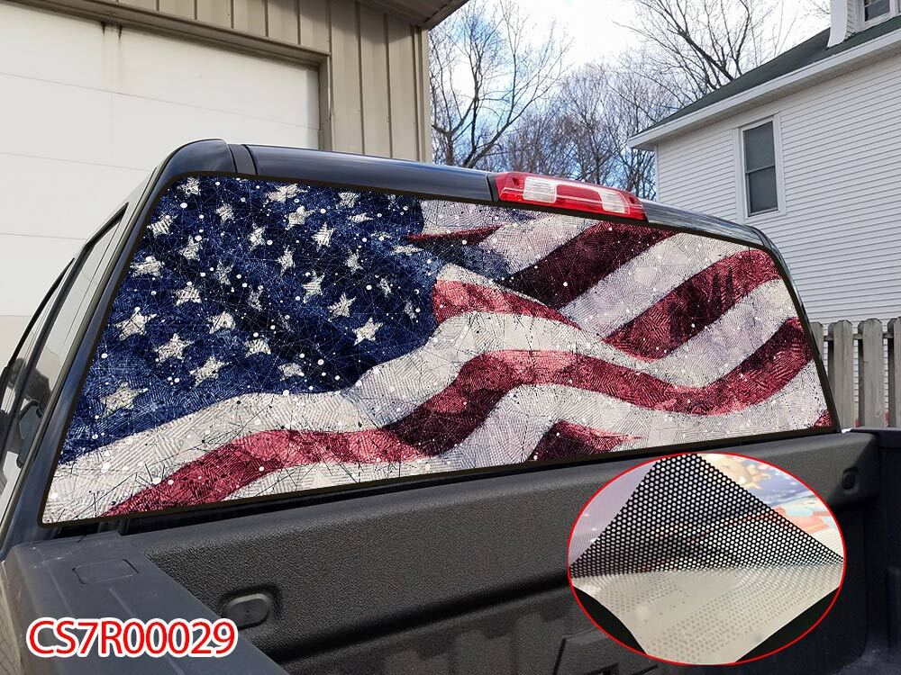 American Flag Pick Up Truck SUV Rear Back Window Graphics Decal Wrap Tint #29