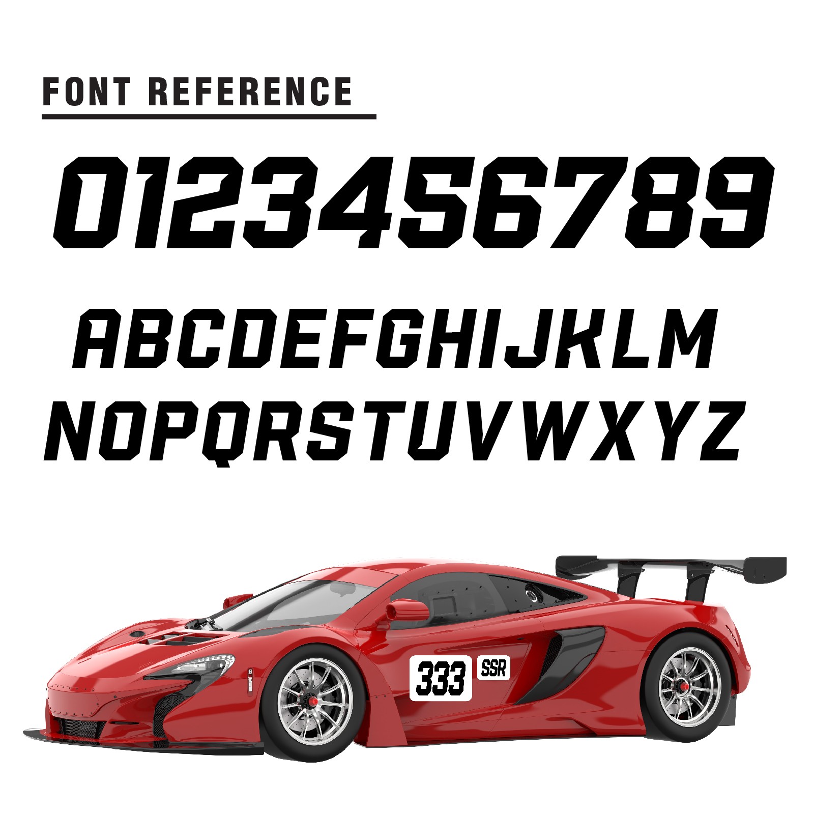 Custom Autocross Number Class Magnet Decal x2 10-16 inch – White Black Plate
