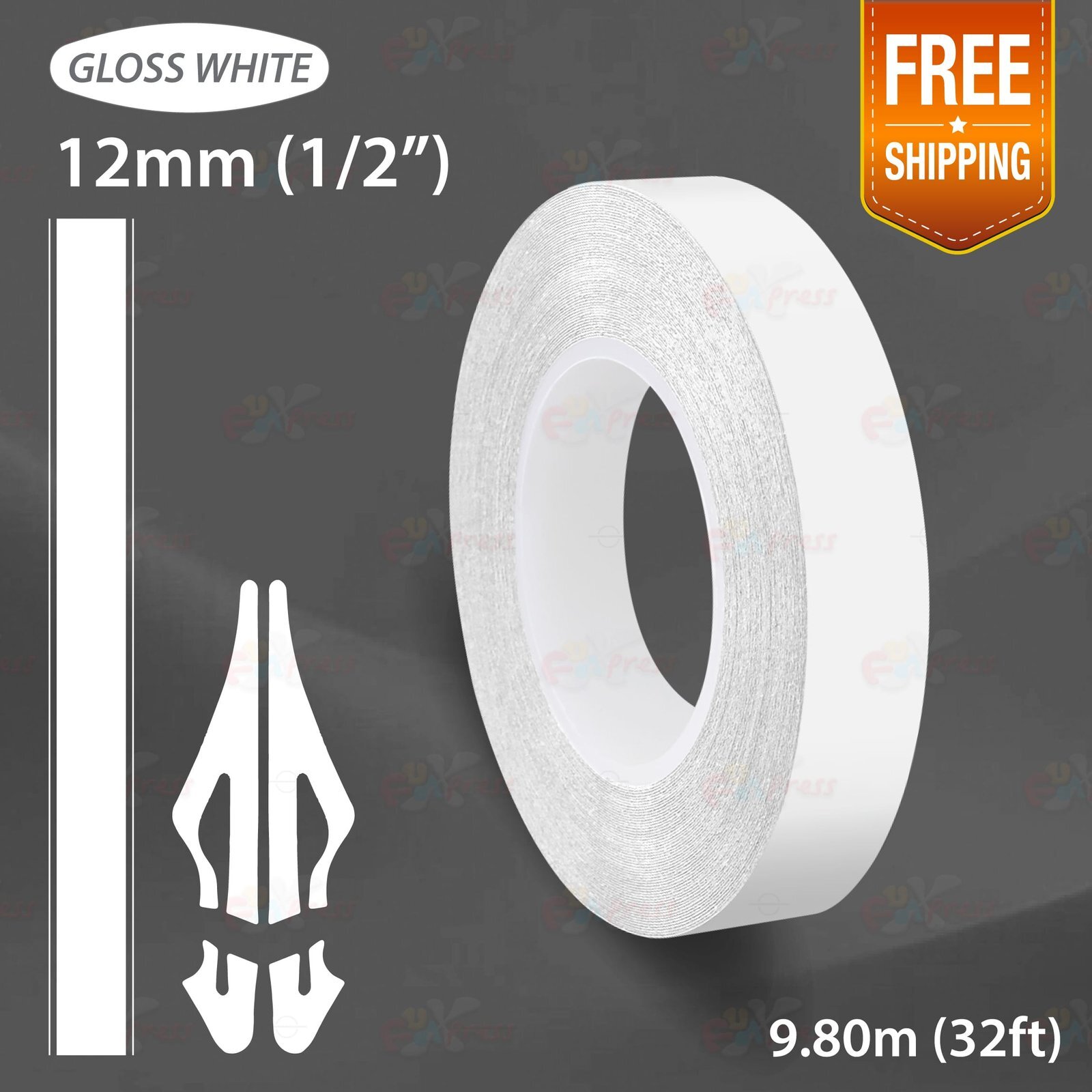 GLOSS WHITE 1/2″ 12mm PIN STRIPE Car Model Streamline TAPE Decal Vinyl Sticker
