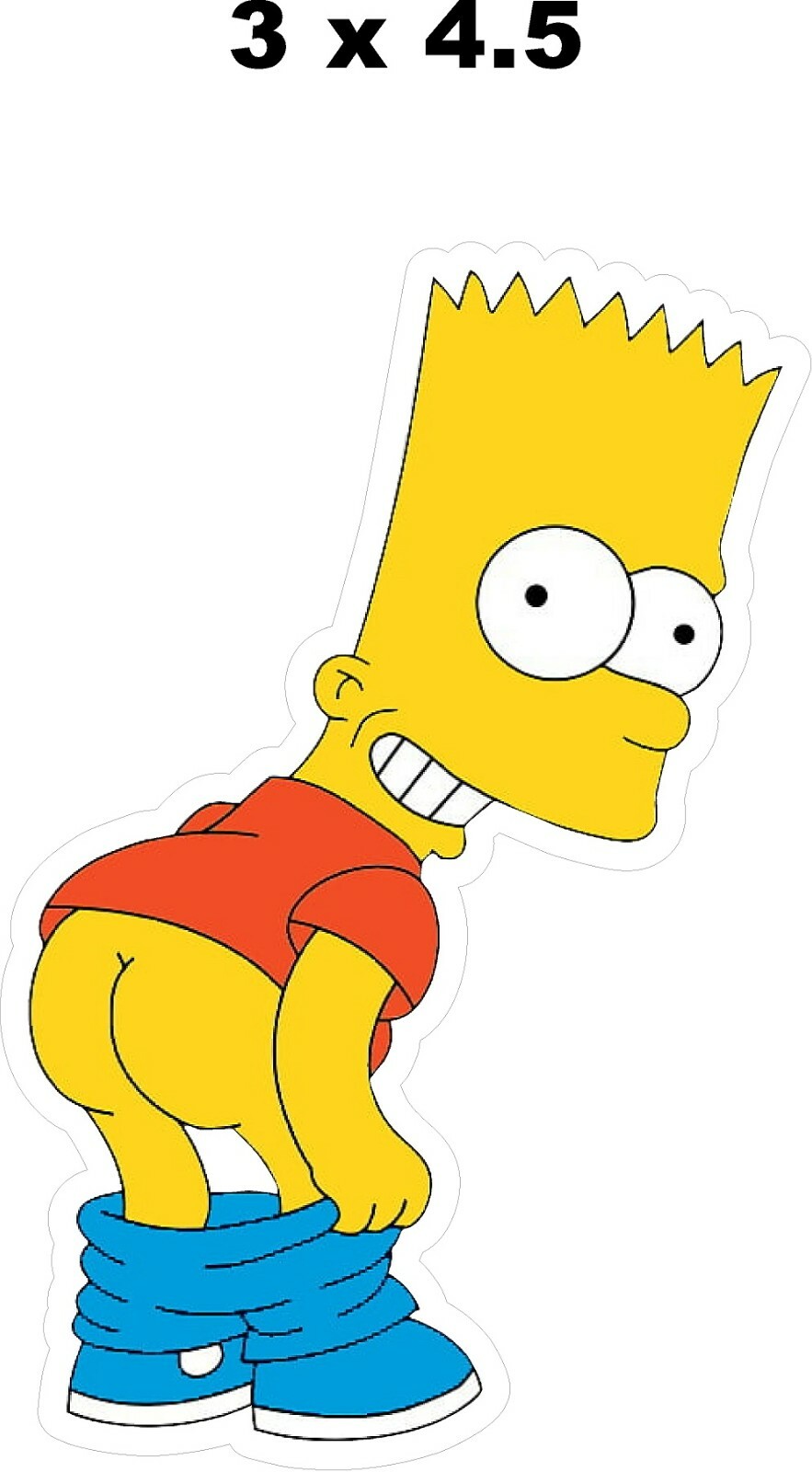 BART MOONING SHOWING BUTT SIMPSONS Decal. UV Laminated 4.5″H X 3″W