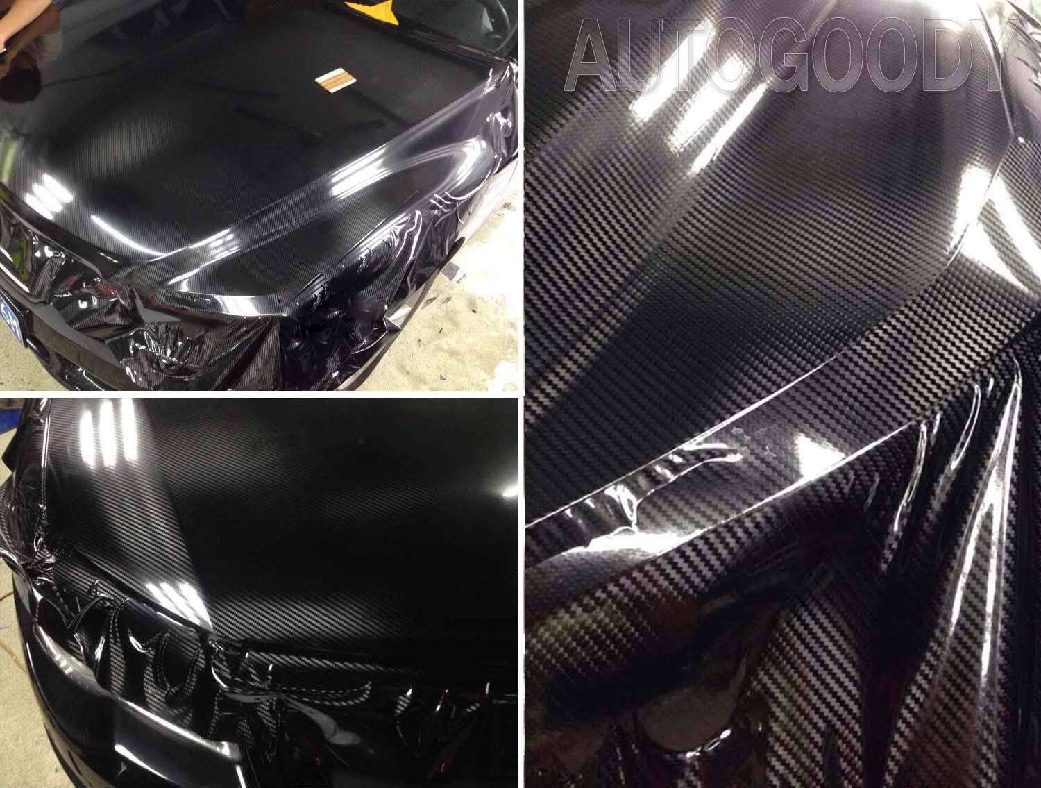 12″ x 60″ HIGH GLOSS 5D Silver Carbon Fiber Vinyl Wrap Bubble Free 1ft x 5ft 6D