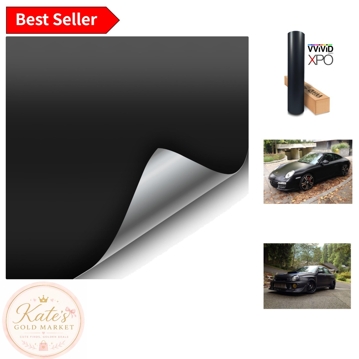 Durable Matte Black Adhesive Film – 1ft x 5ft Universal Wrap for Cars and More