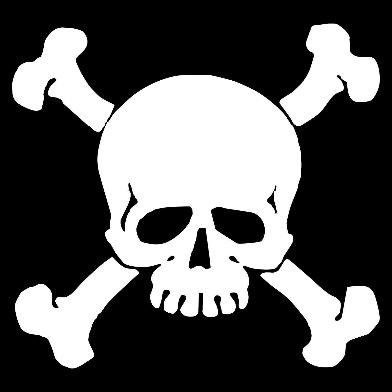 Skull & Crossbones White Rear Car Truck Window Wall Laptop Vinyl Decal Sticker.