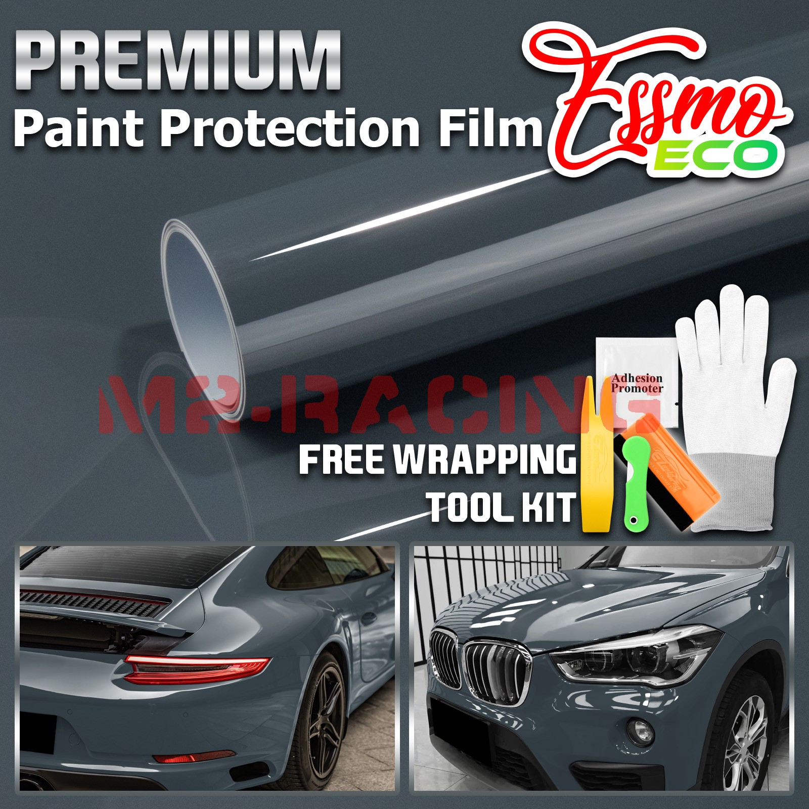 5FTx7FT PPF Midnight Gray Gloss Color Vinyl Paint Protection Film Scratch Wrap